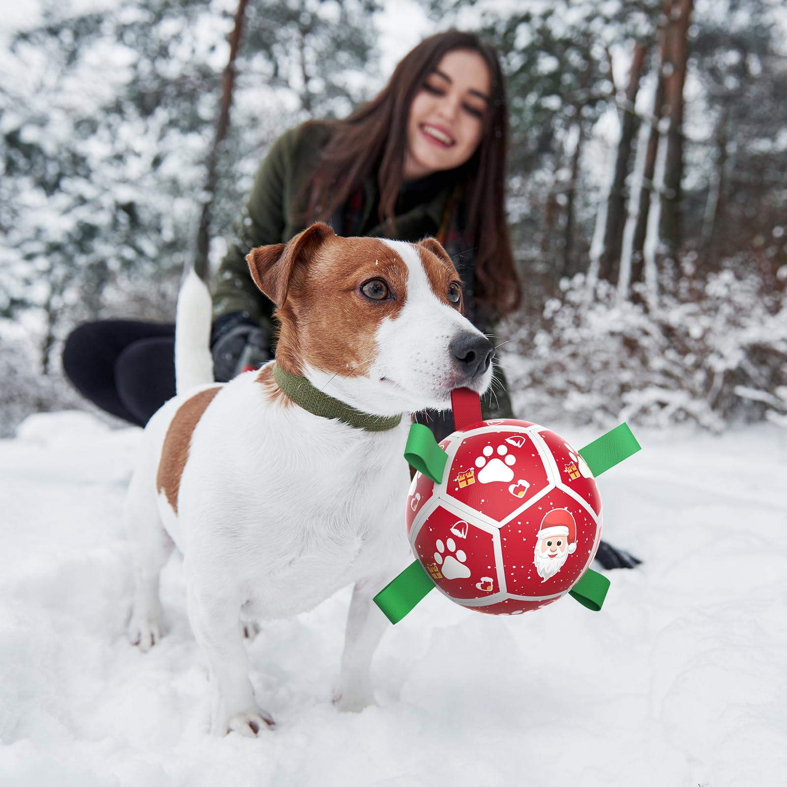 QDAN Santa-themed ball highlights festive design for holiday fetch and bonding