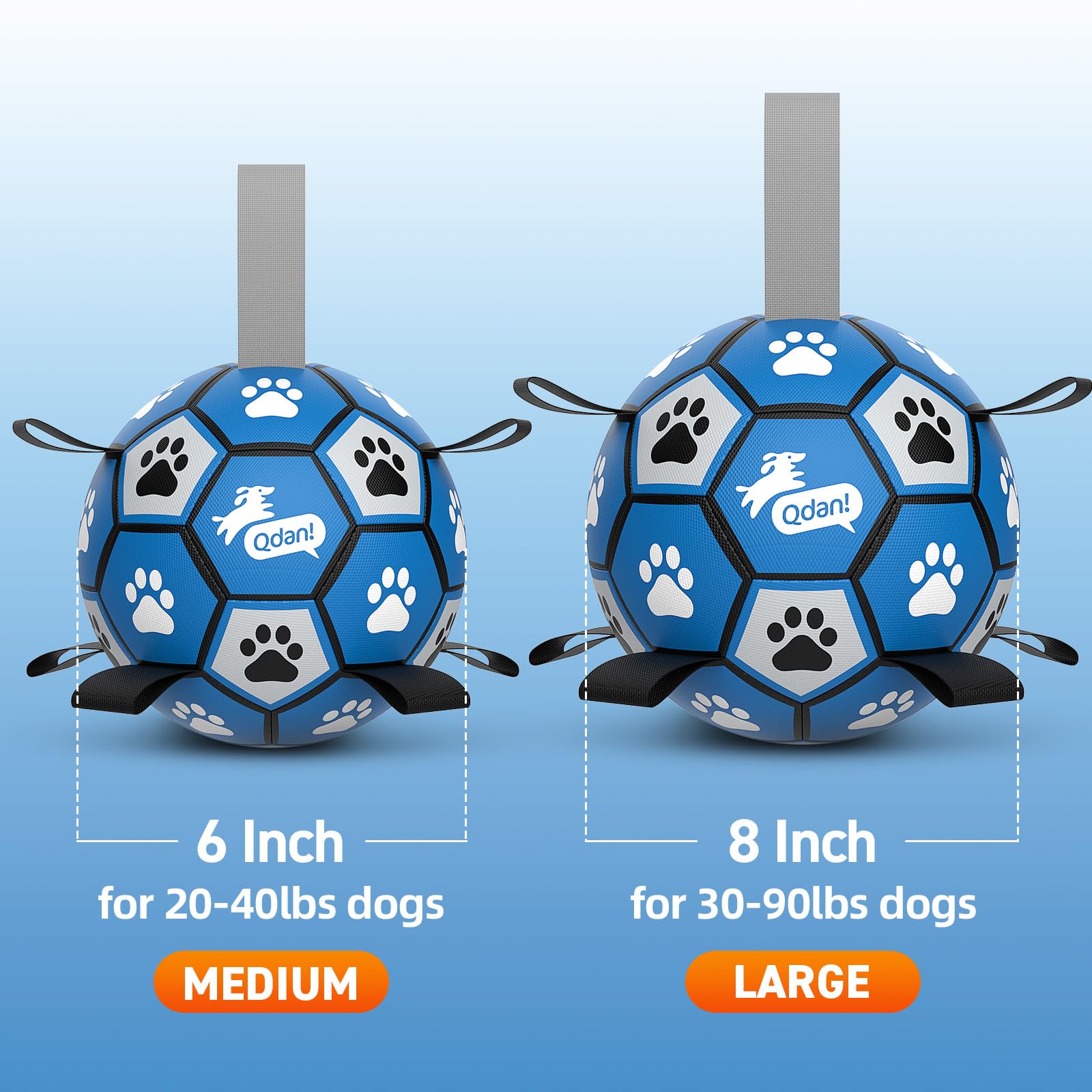 QDAN bite-safe non-toxic ball with straps, for safe interactive play