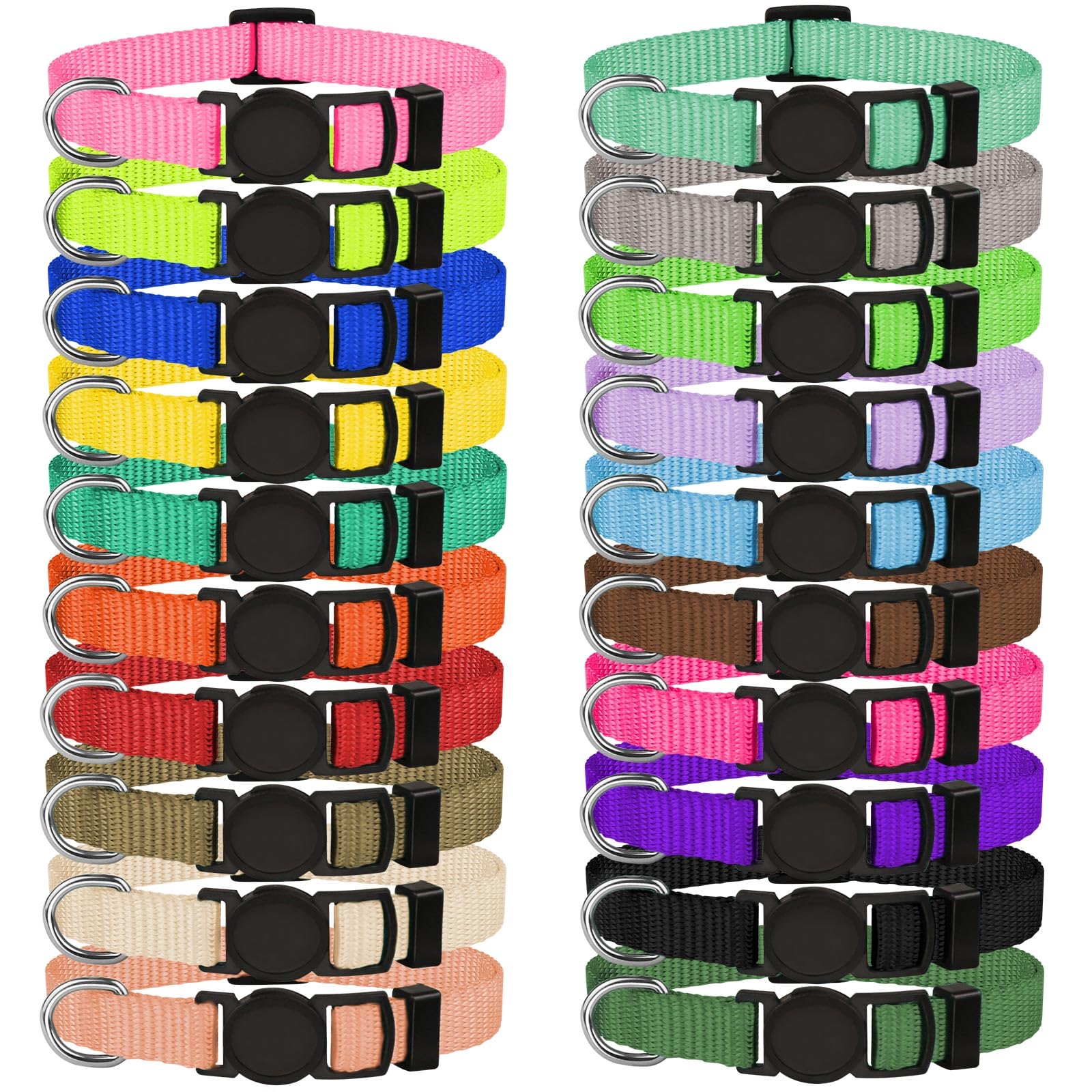 QDYU 20-color puppy collar set shows vibrant colors for quick litter identification.
