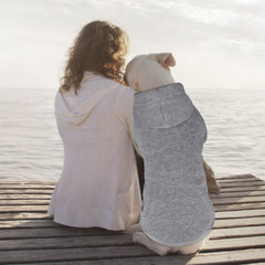 QDYU dog hoodie grey XXL back view shows full coverage for all-season wear