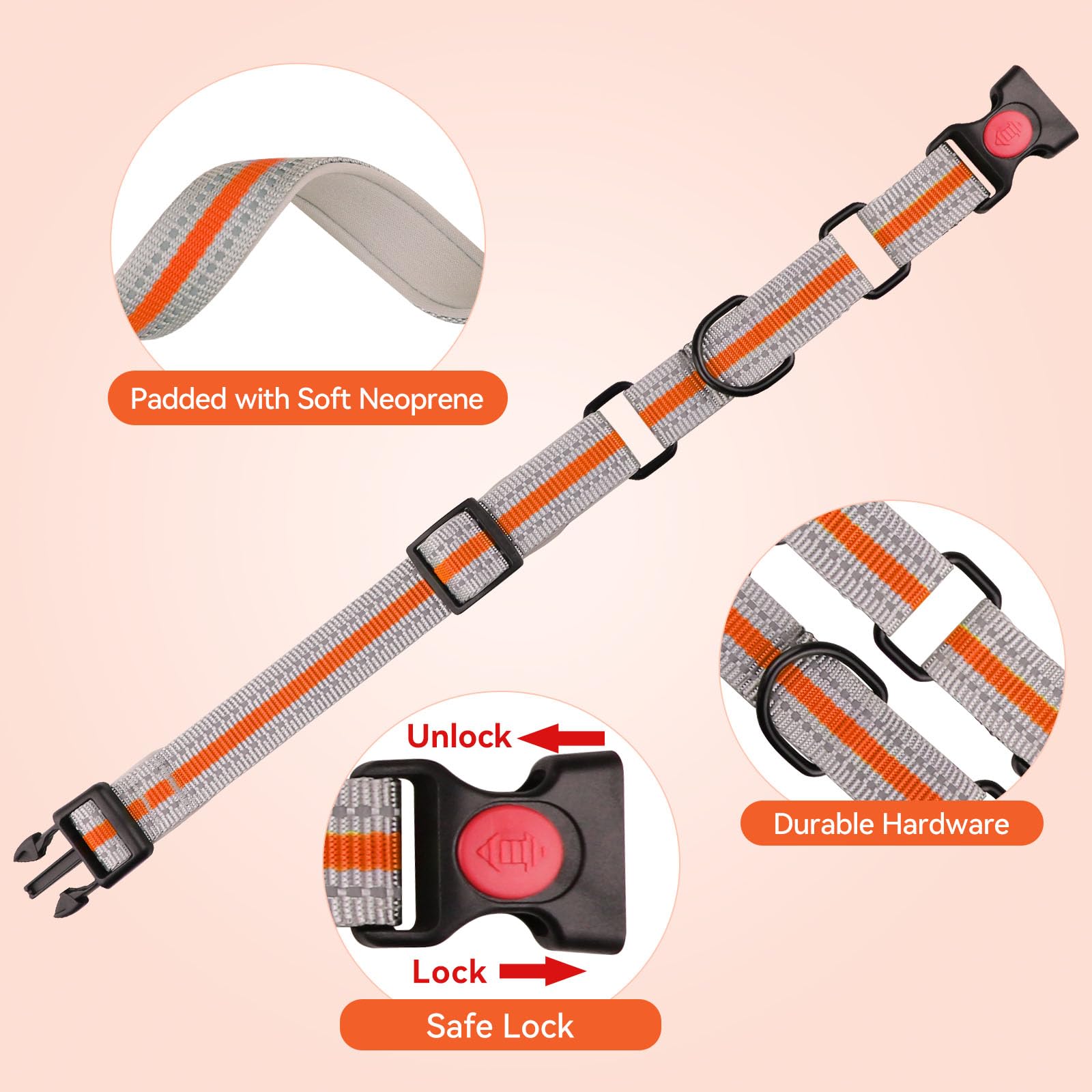 QDYU 6ft leash with soft-neoprene handle highlighting comfortable grip.
