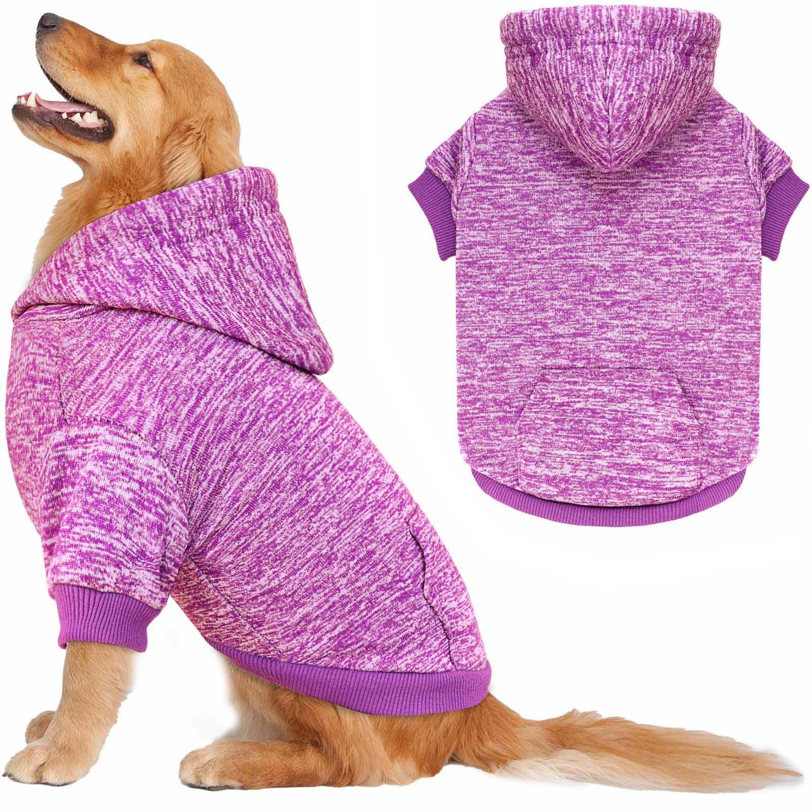 QDYU dog hoodie purple XXL front view keeps large dogs warm and stylish on walks.