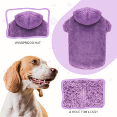 QDYU fuzzy dog hoodie plush fleece close-up highlights double-sided softness