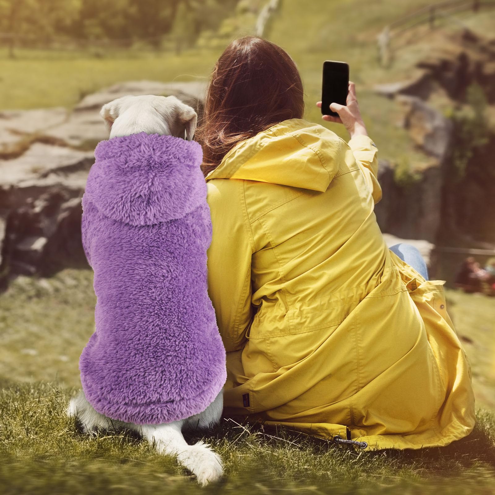 QDYU Fuzzy Dog Sweater plush closeup reveals soft texture