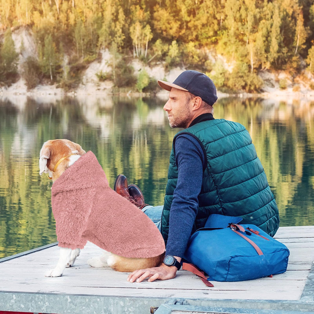 QDYU pink hoodie styled with leash and collar for daily walks