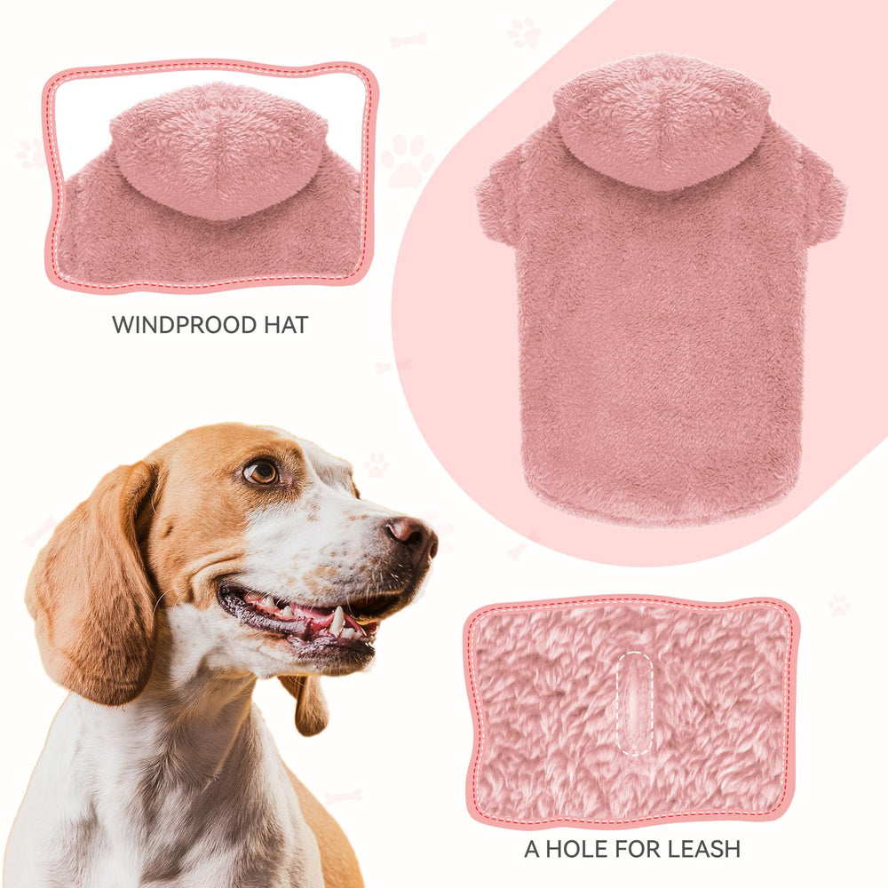QDYU fuzzy dog sweater pink-xl chest close-up shows secure fit and stretch