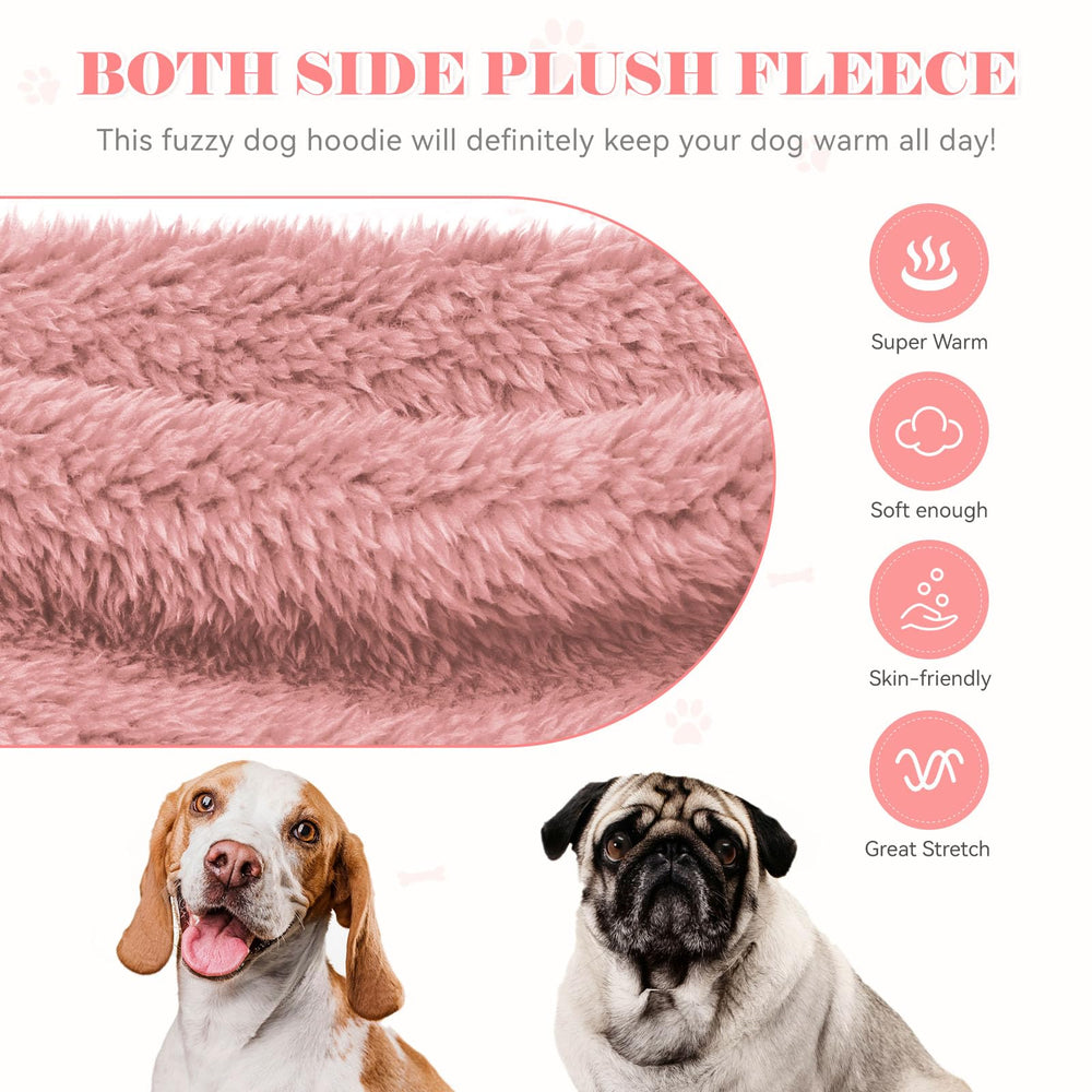 QDYU fuzzy dog sweater pink-xl material close-up illustrates durable machine-washable fleece
