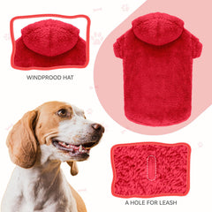 QDYU fuzzy dog sweater red-xl back view shows breathable warmth for outdoor wear