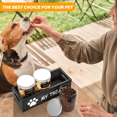 qeerable airtight dog treat canisters maintain freshness for bones, biscuits, and jerky.