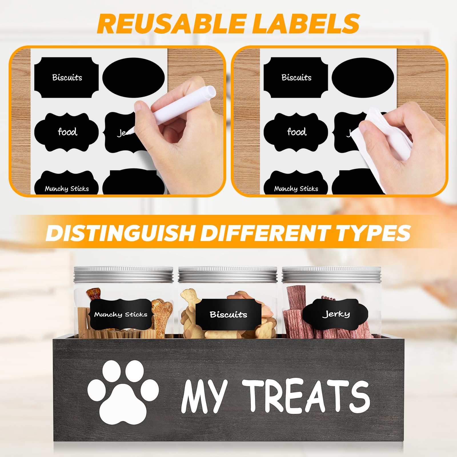 qeerable grey wooden storage adds durable, pet-friendly style to any kitchen.