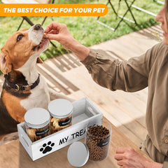 Qeerable three jars storage demonstrates modular organization for multiple pet snacks.