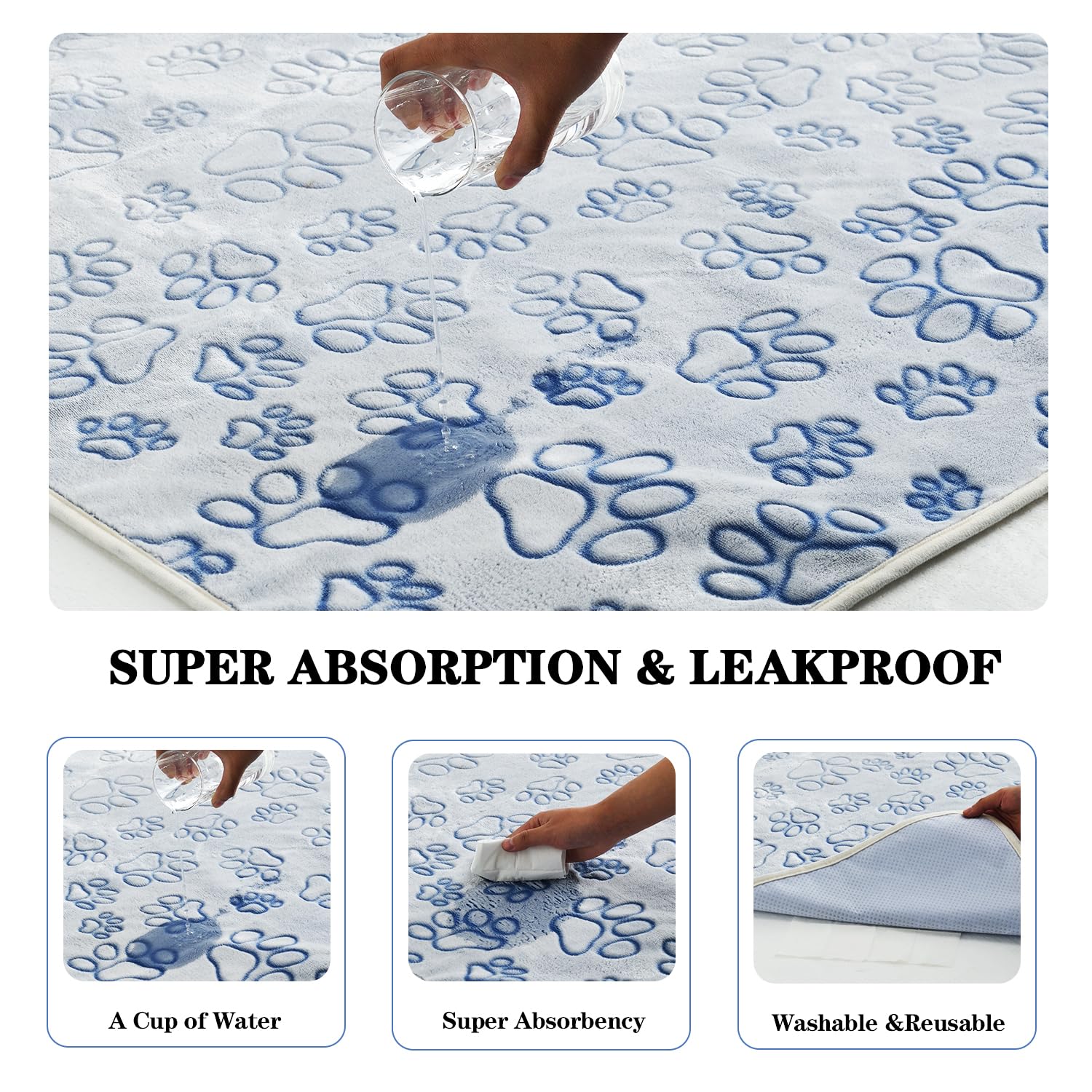 Qeils puppy pad absorbent fibers soaking spills to keep floors dry