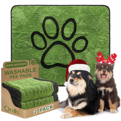 Qeils reusable dog pee pad 2-pack, absorbent core, locks in moisture for cleaner floors.