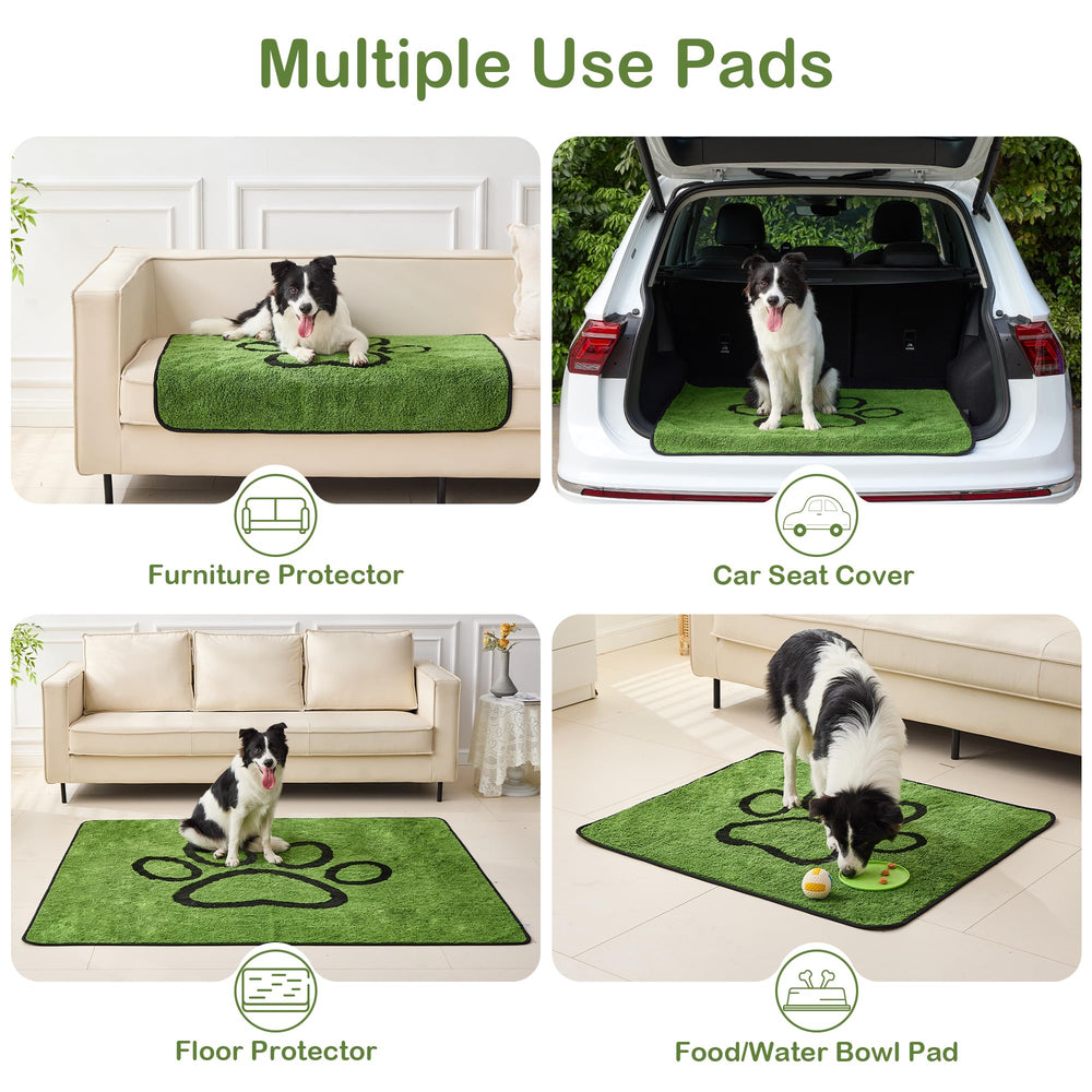 Qeils soft grass-like texture blends with home decor while training.