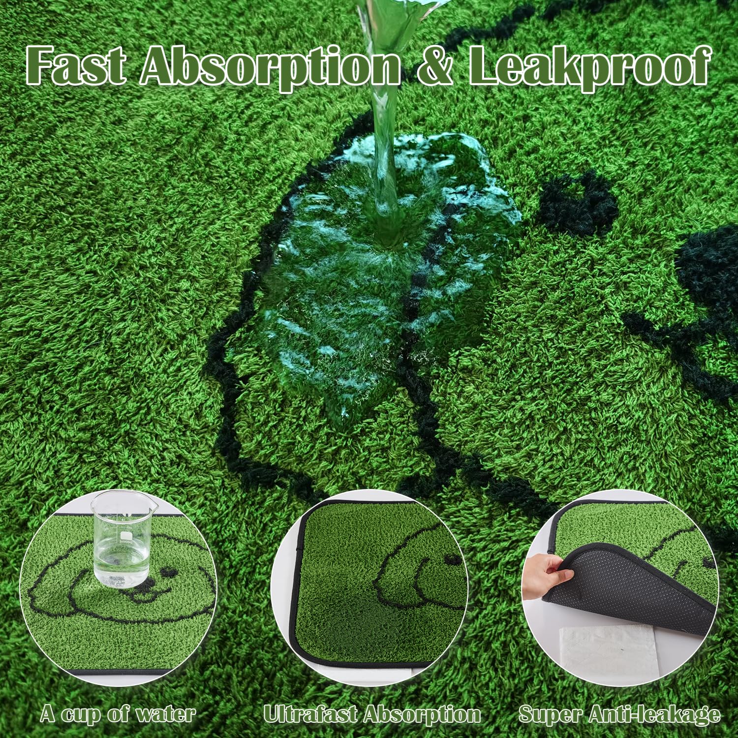 Qeils reusable puppy pads setup on floor show non-slip backing preventing slips during training.