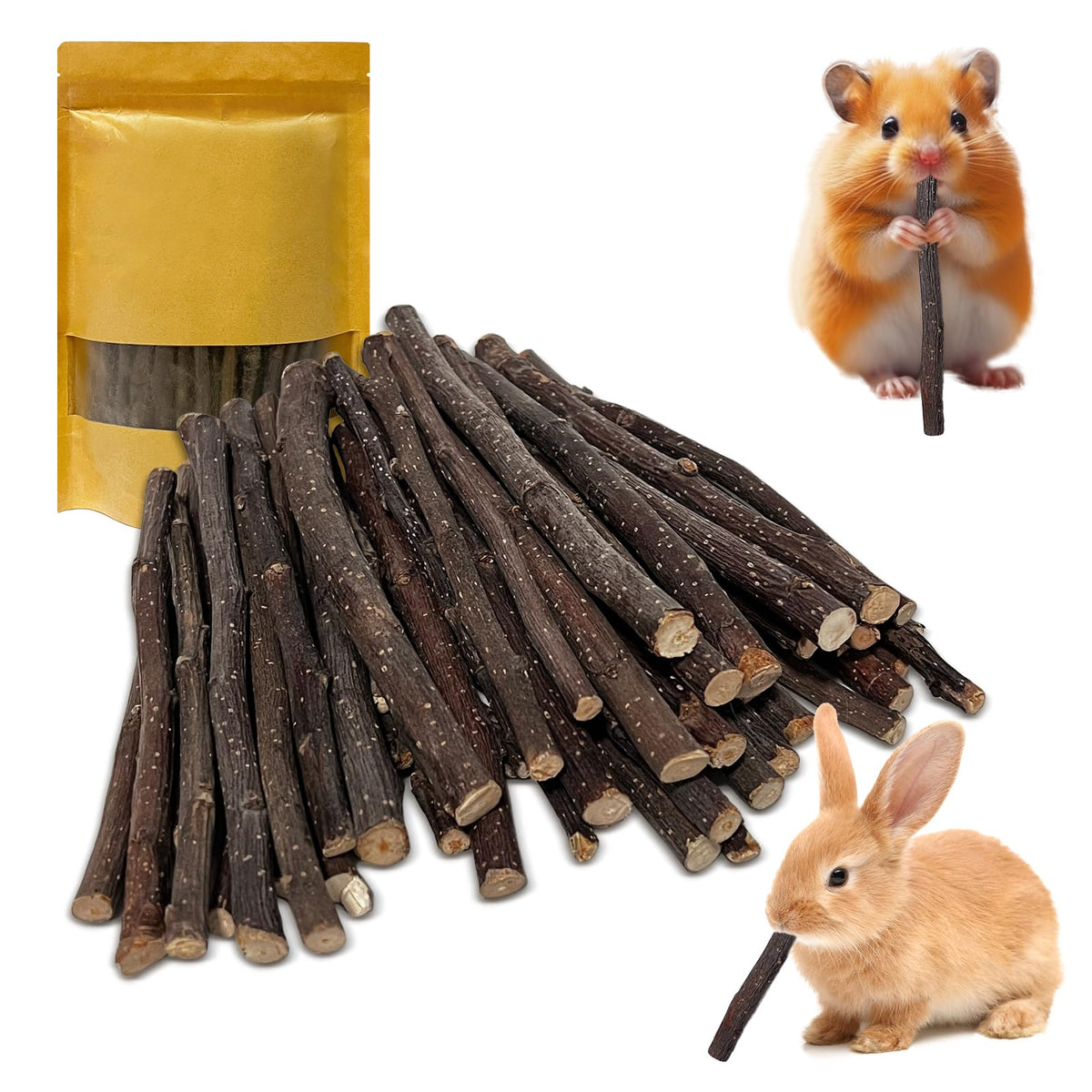 QHZHANG Bâtons-pomme pour petits animaux: favorise le masticage naturel et la santé dentaire.