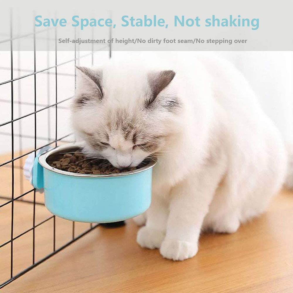 QIYADIN compact crate bowls set for small pets fits easily in crates.