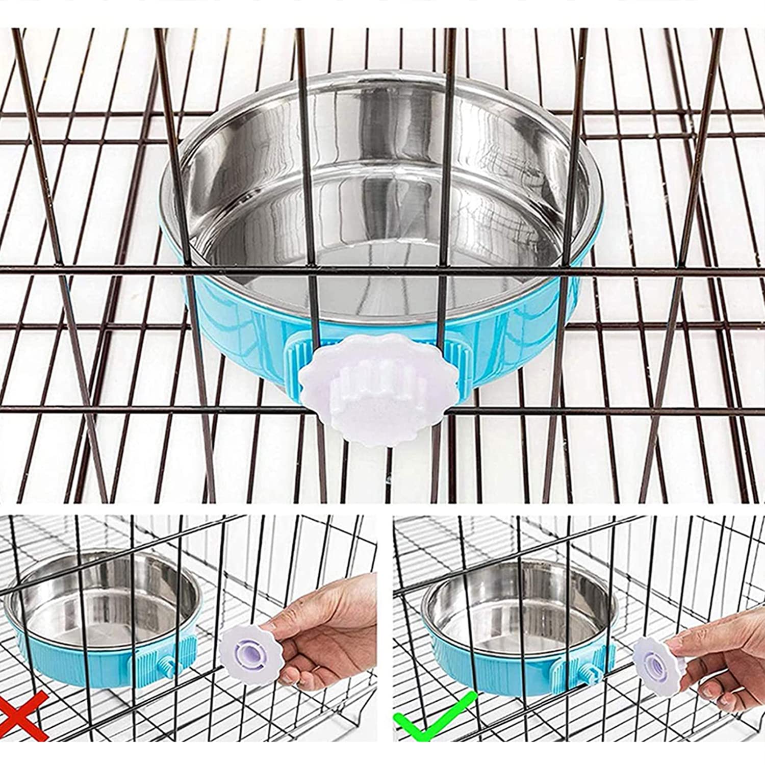QIYADIN dog crate water bowl mounted in cage for convenient hydration