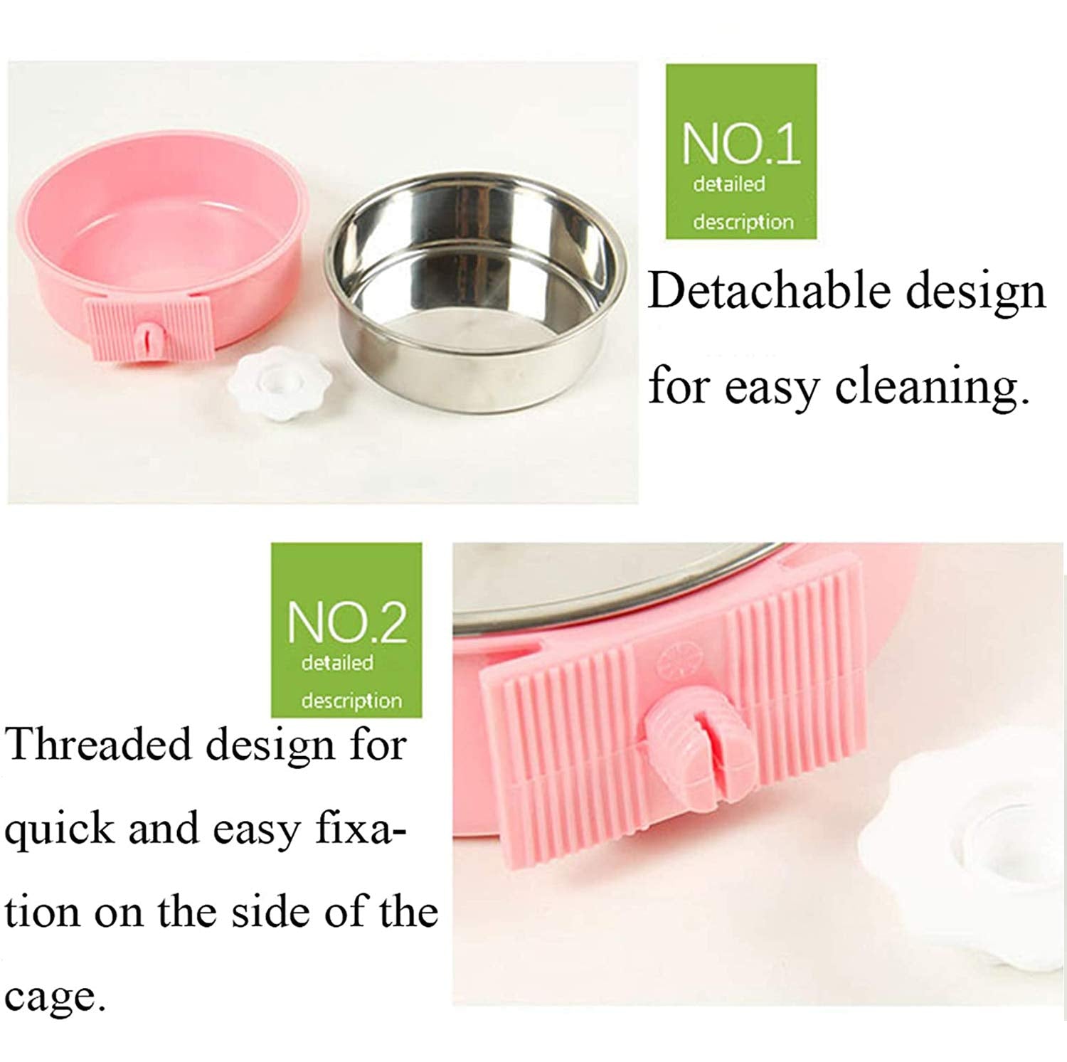 QIYADIN easy-clean removable stainless-steel bowl shown detached for cleaning.