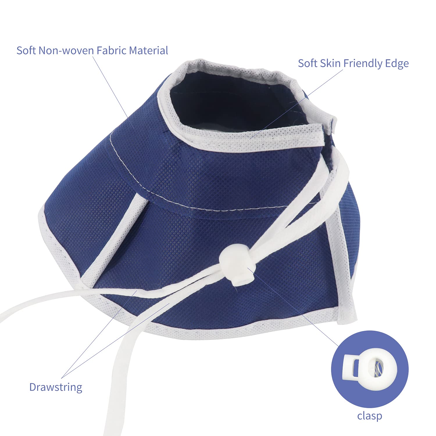 QIYADIN Elizabethan collar shows a drawstring closure for easy fit and adjustment.