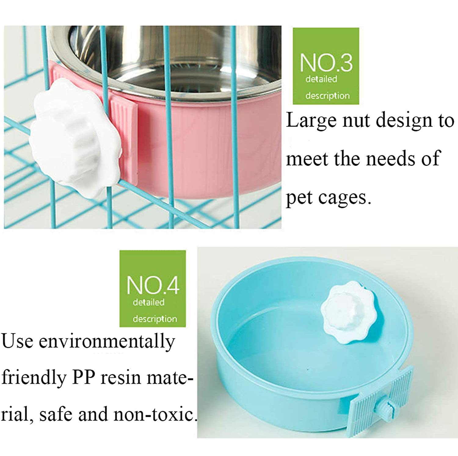 QIYADIN five-point-nine-inch-diameter bowl fits small pets and crates.