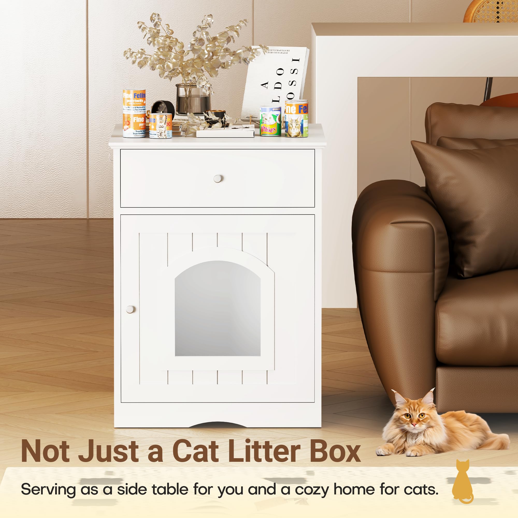 Qiaoxuan litter box enclosure cat house layout shows cozy privacy for cats