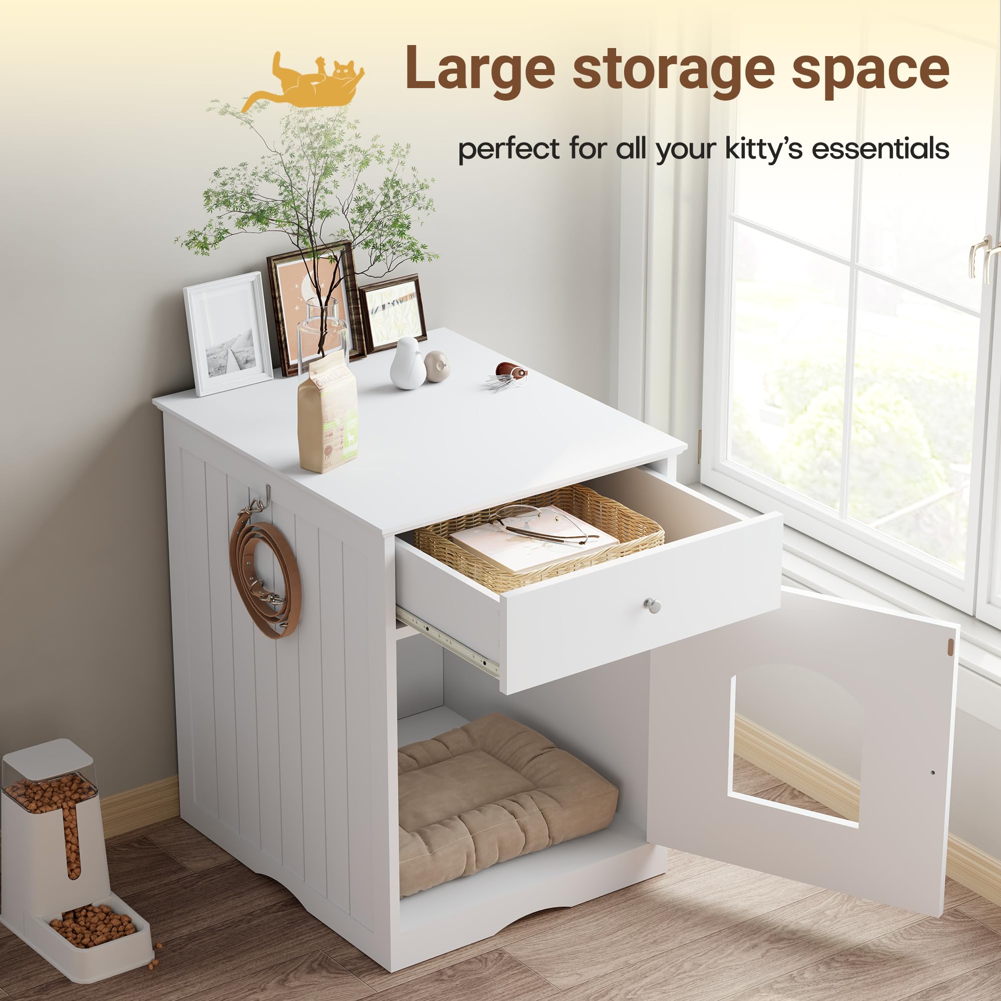 Qiaoxuan litter box enclosure front-door access eases daily scooping