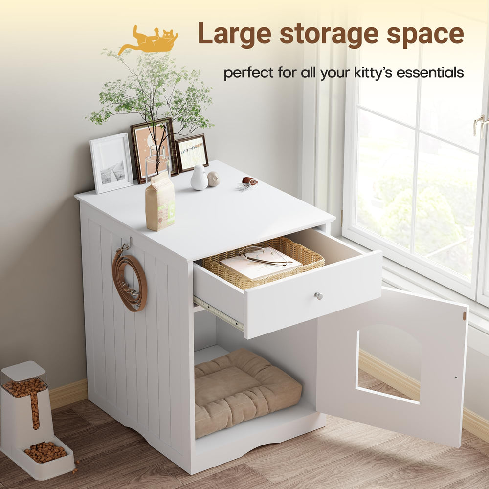 Qiaoxuan litter box enclosure front-door access eases daily scooping