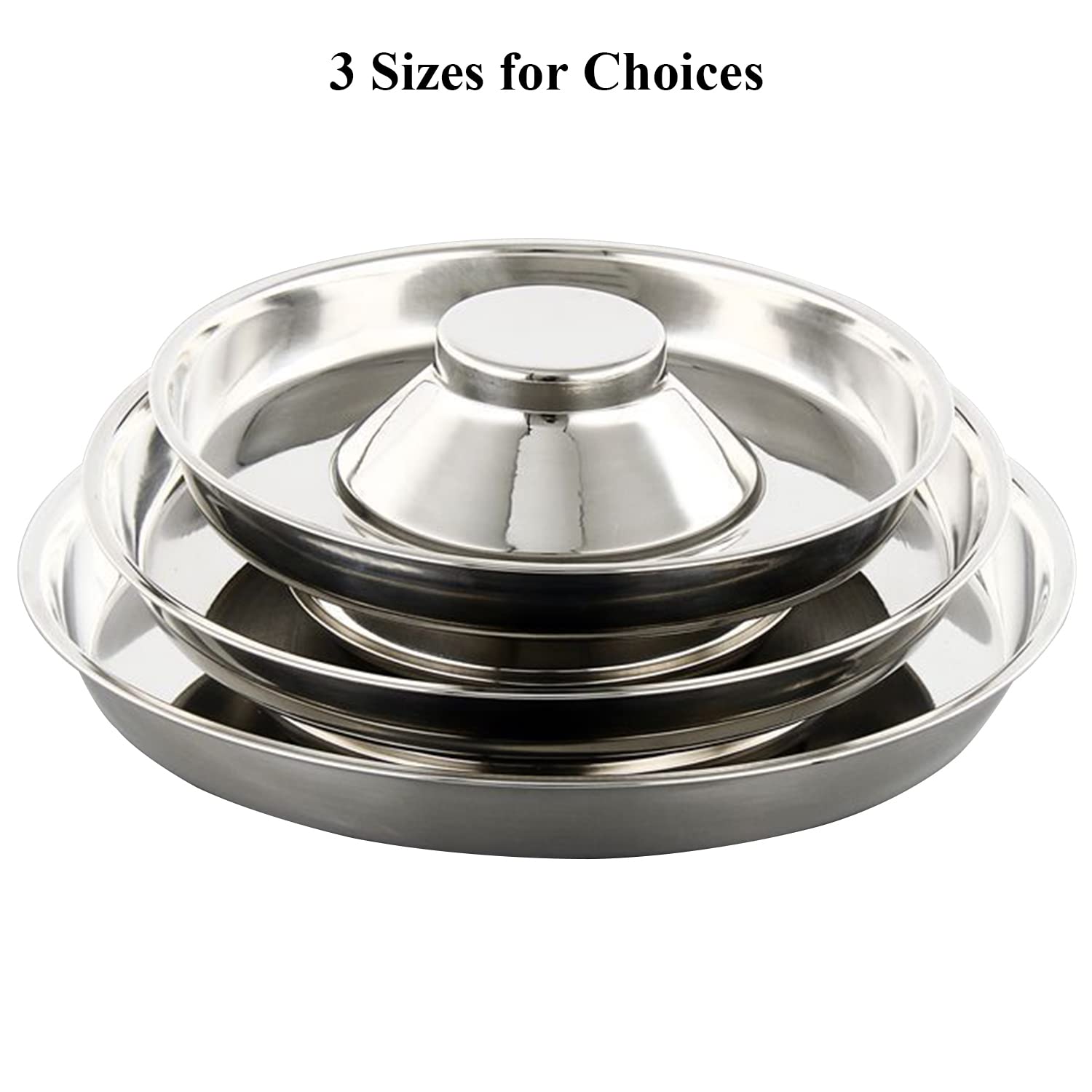 QIYADIN stainless steel pet bowl conical center pillar evenly distributes food to outer ring.