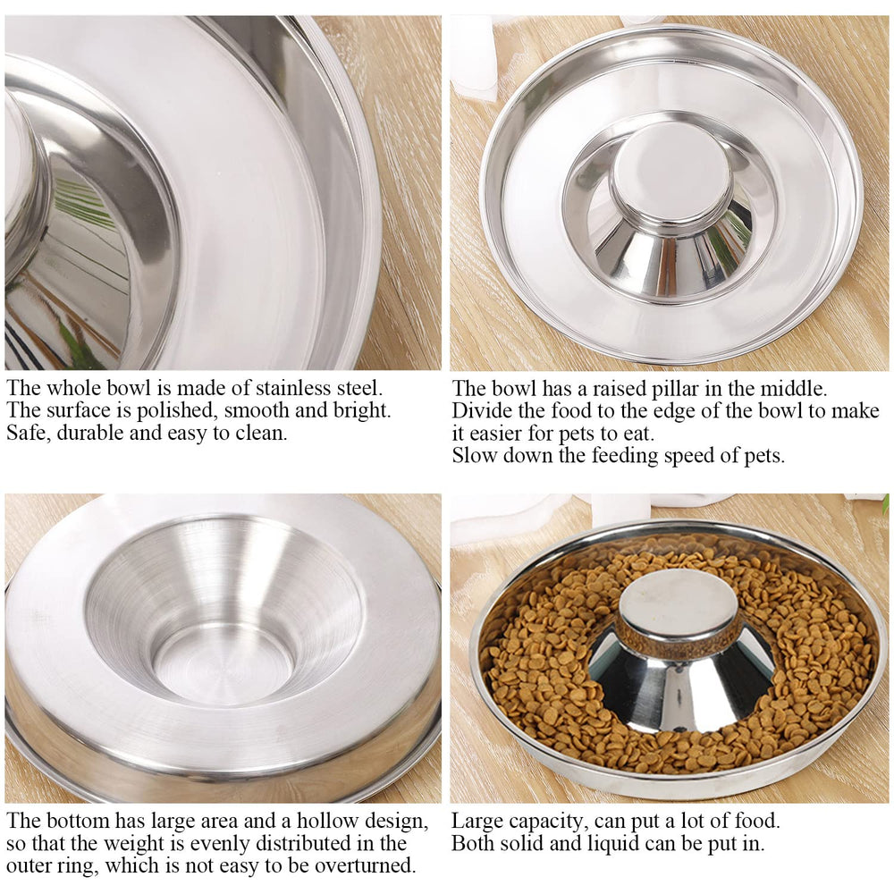 QIYADIN bowl diameter chart shows S, M, L sizes for different pets.