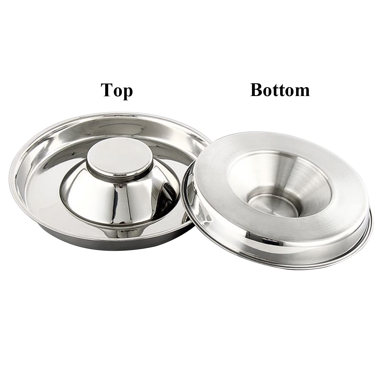 QIYADIN stainless steel pet bowl top view reveals polished surface and wide eating area.