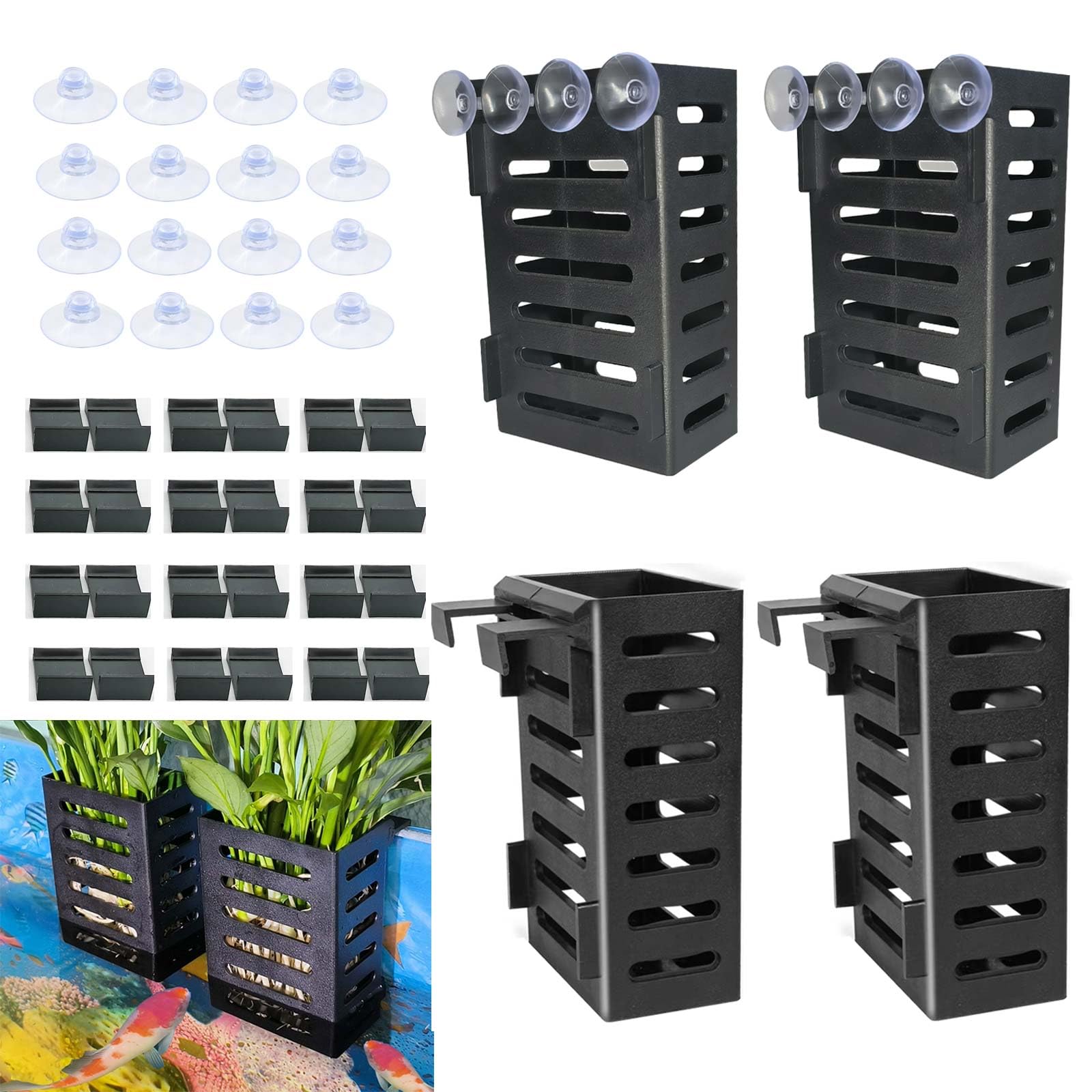 QICIKRASE aquarium planter cups black 4-pack for lush aquatic greenery