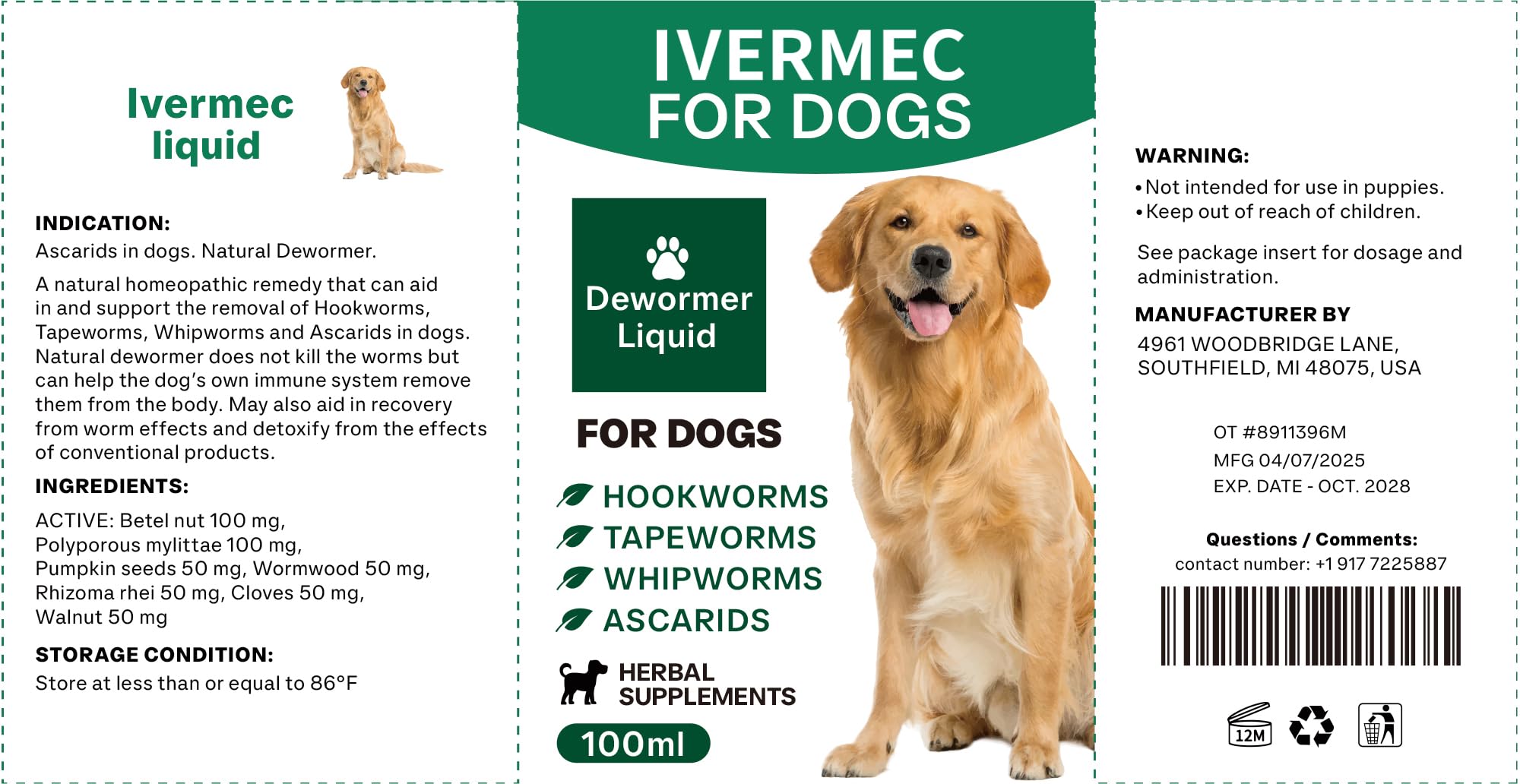 QIFEISHANKA lvermect 100ml bottle close-up emphasizes compact, user-friendly packaging.