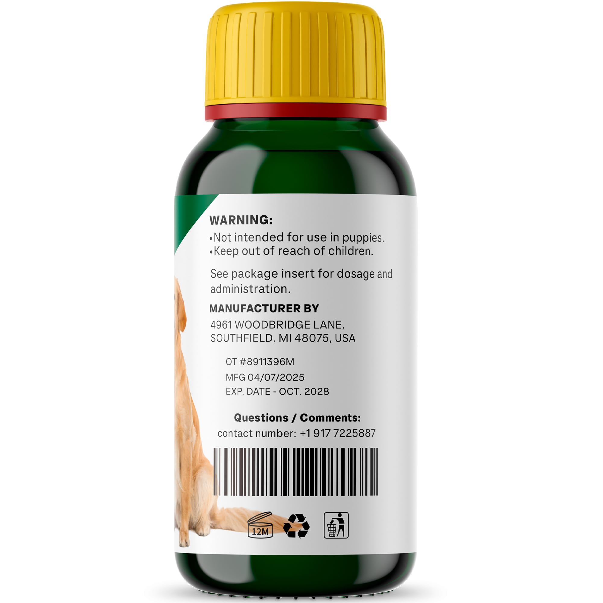 QIFEISHANKA lvermect bottle near healthy coat suggests potential coat improvement.