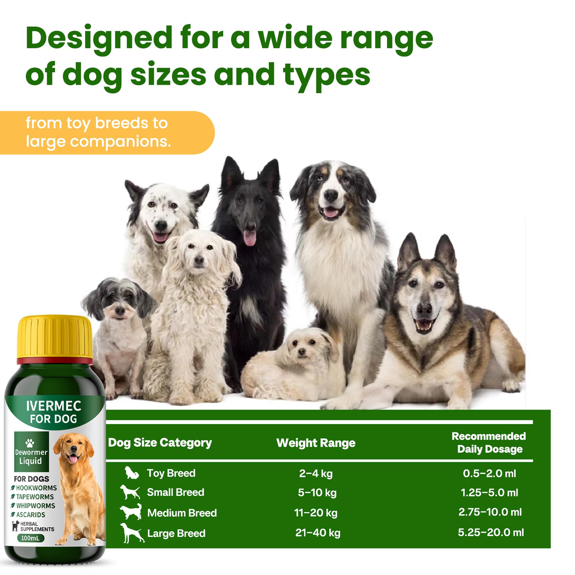 QIFEISHANKA lvermect bottle with dog illustrates gentle wellness routine support.