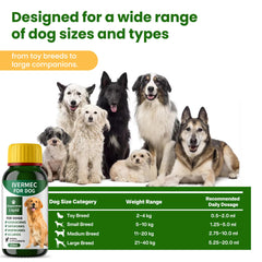 QIFEISHANKA lvermect bottle with dog illustrates gentle wellness routine support.