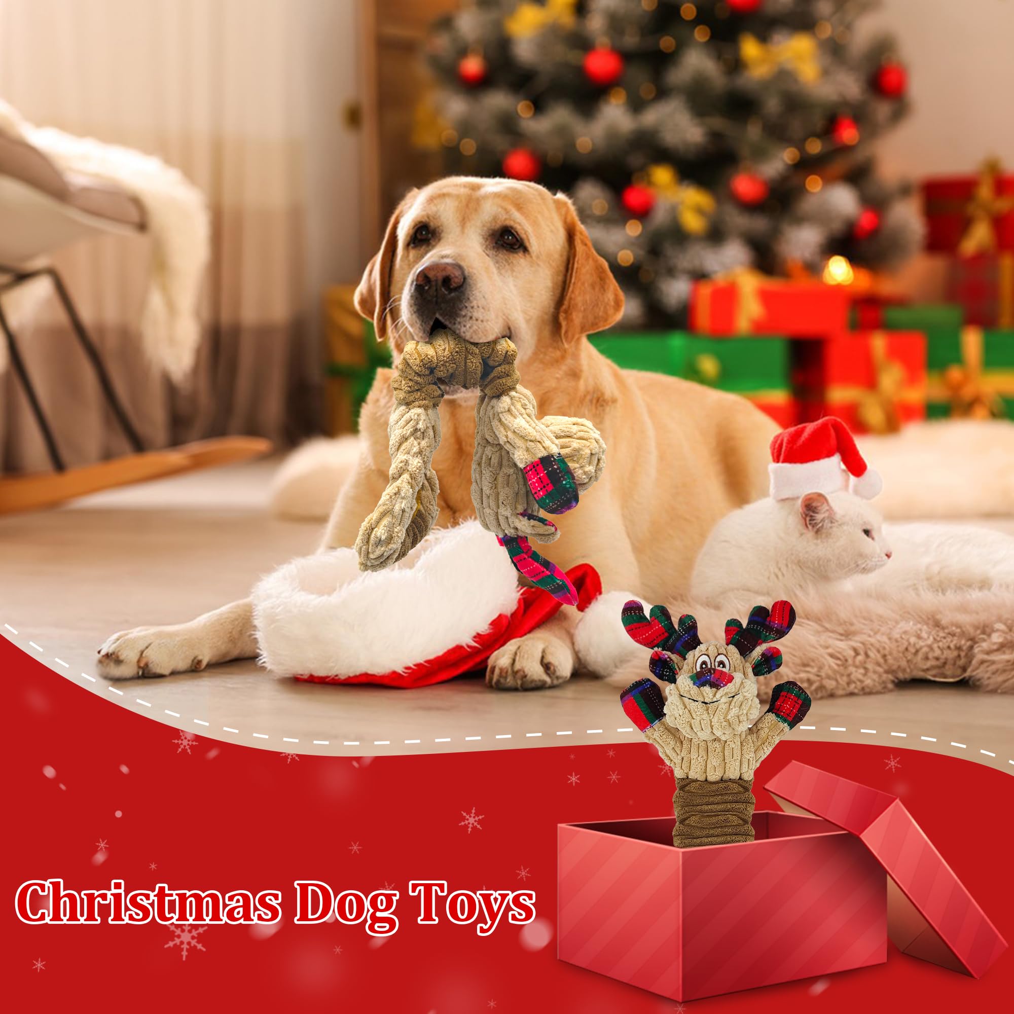 Qiiiiian Christmas Elk dog toy gift-ready holiday design