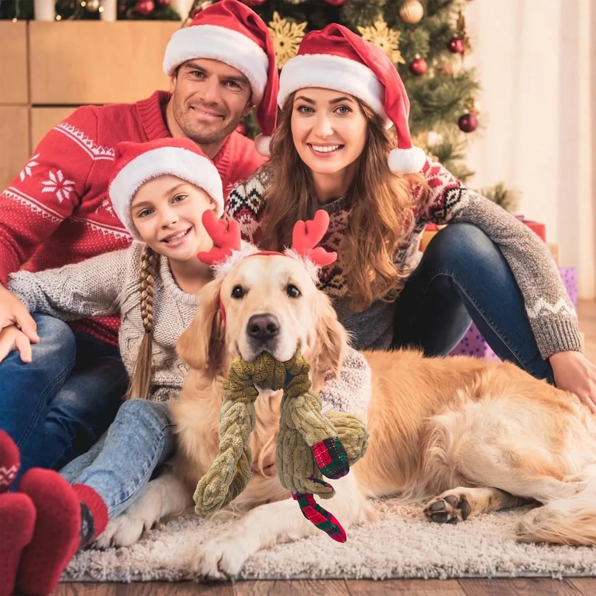 Qiiiiian Christmas Red Elk stuffed dog toy crinkle paper inside detail