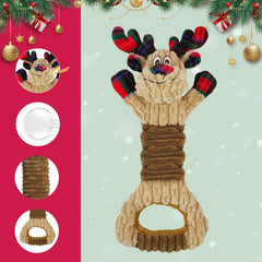 Qiiiiian Christmas Red Elk stuffed dog toy side view showing durable design