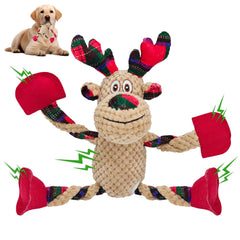 Qiiiiian Christmas Squeaky Dog Toy plush provides soft texture for cuddly, engaging play.