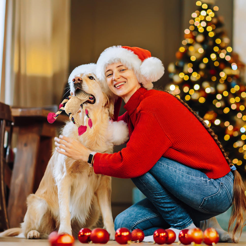 Qiiiiian Elk-Design Plush Dog Toy delivers festive appeal and durable play for holiday fun.