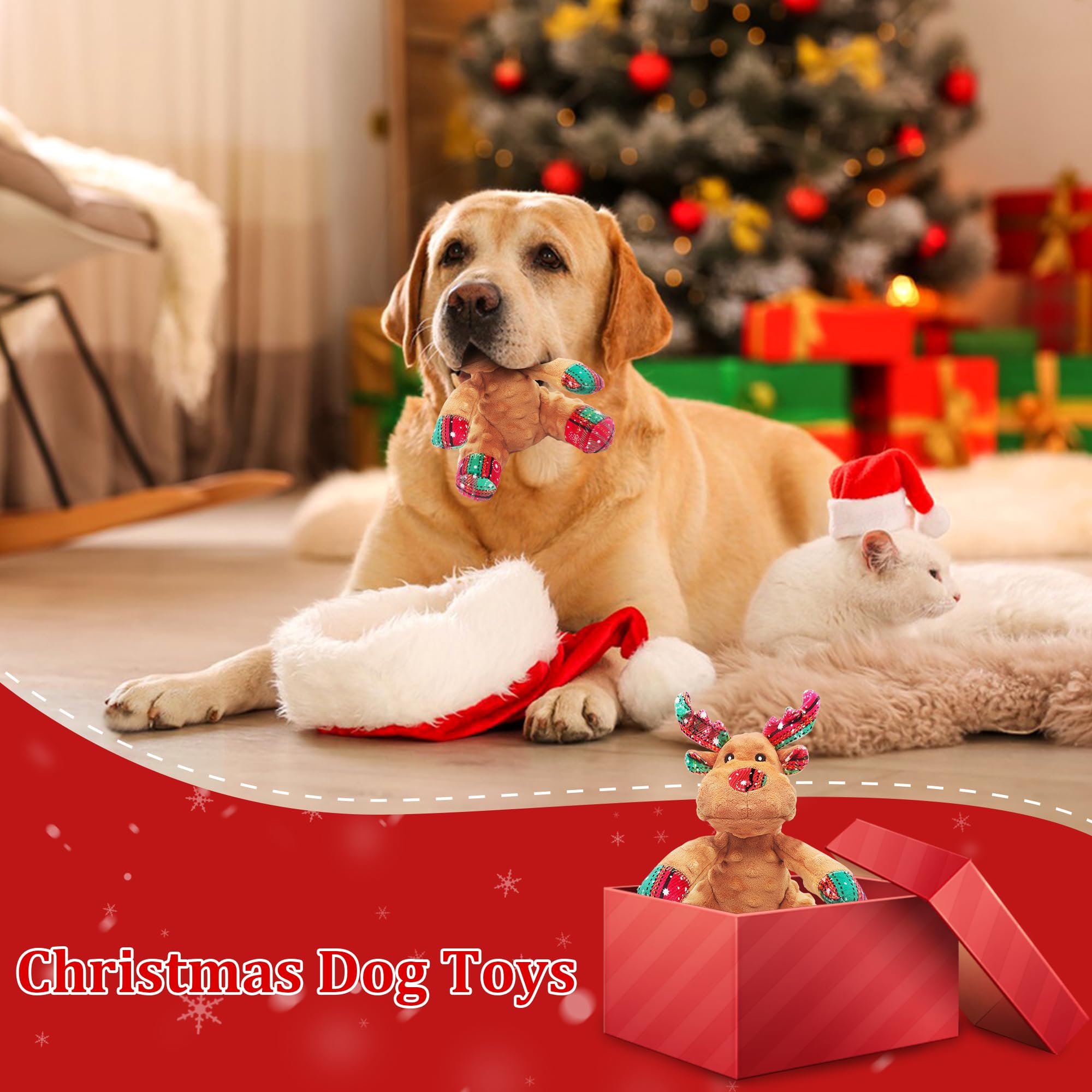 Qiiiiian red elk dog toy ready for fetch and tug of war