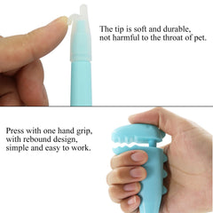 QIYADIN dog-pill-shooter in use for controlled pill release.