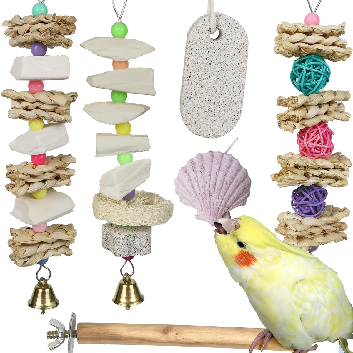 Qimilenzy parrot-toy cuttlebone for natural beak trimming and safe chewing.