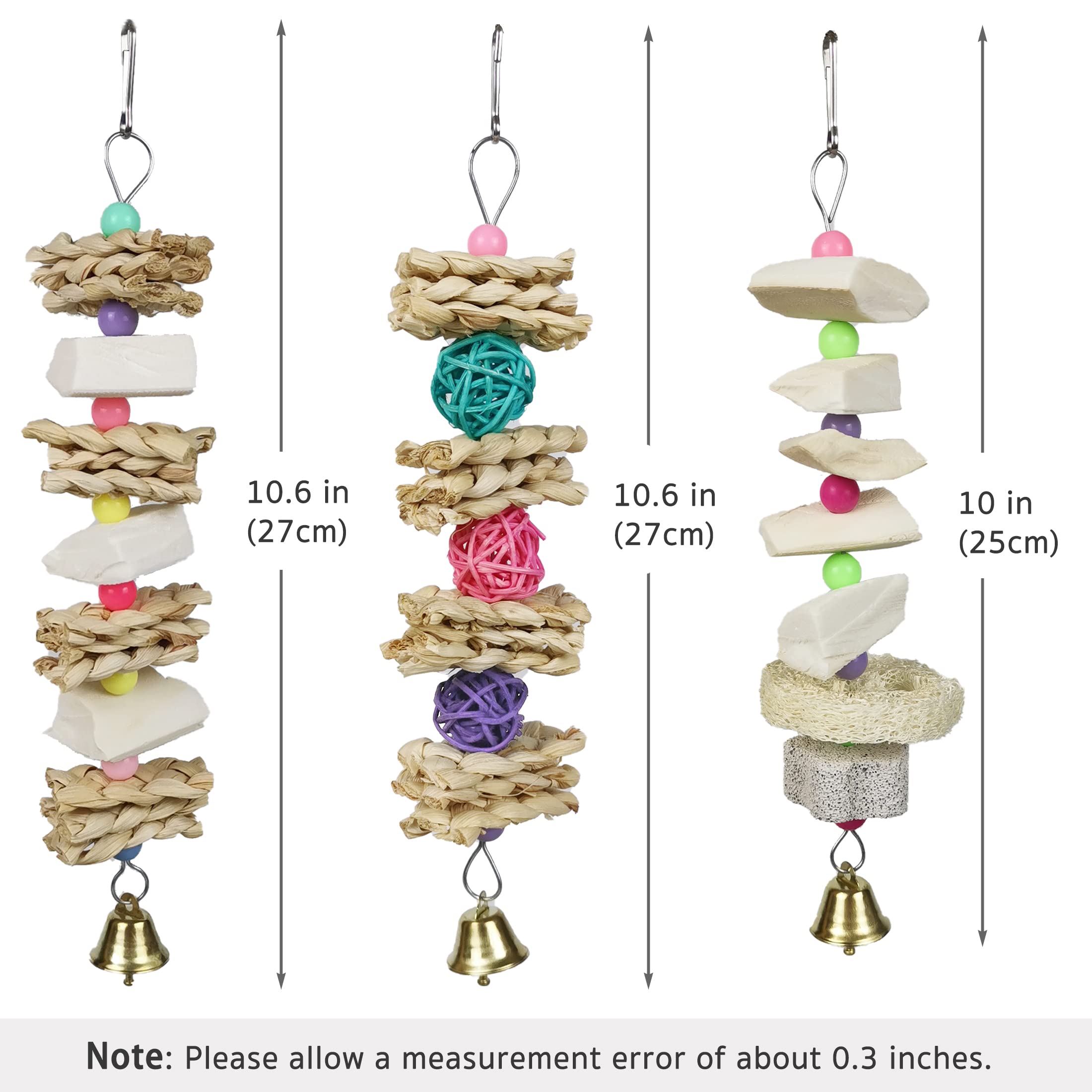 Qimilenzy parrot-toy grass-fiber stimulates gnawing and cage decoration.