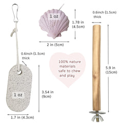Qimilenzy parrot-toy luffa block encourages beak care and safe play.