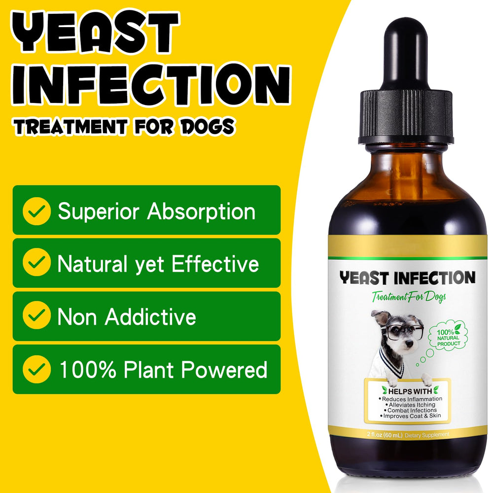 Qing Yo dog-yeast-treatment drops being poured into food for easy absorption.
