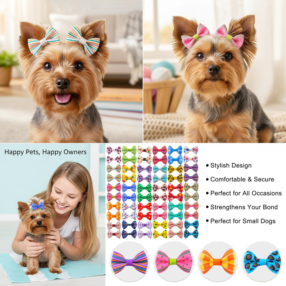 QingHan dog hair bows alligator clip closeup demonstrates secure attachment for active dogs.