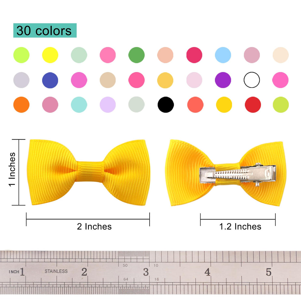 QingHan puppy bowknot clip close-up with vibrant patterns for photo-ready outfits.