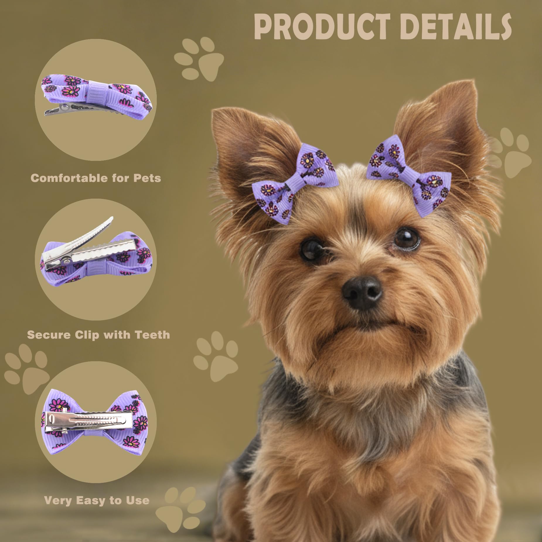 QingHan small dog bows show color variety for everyday wear.